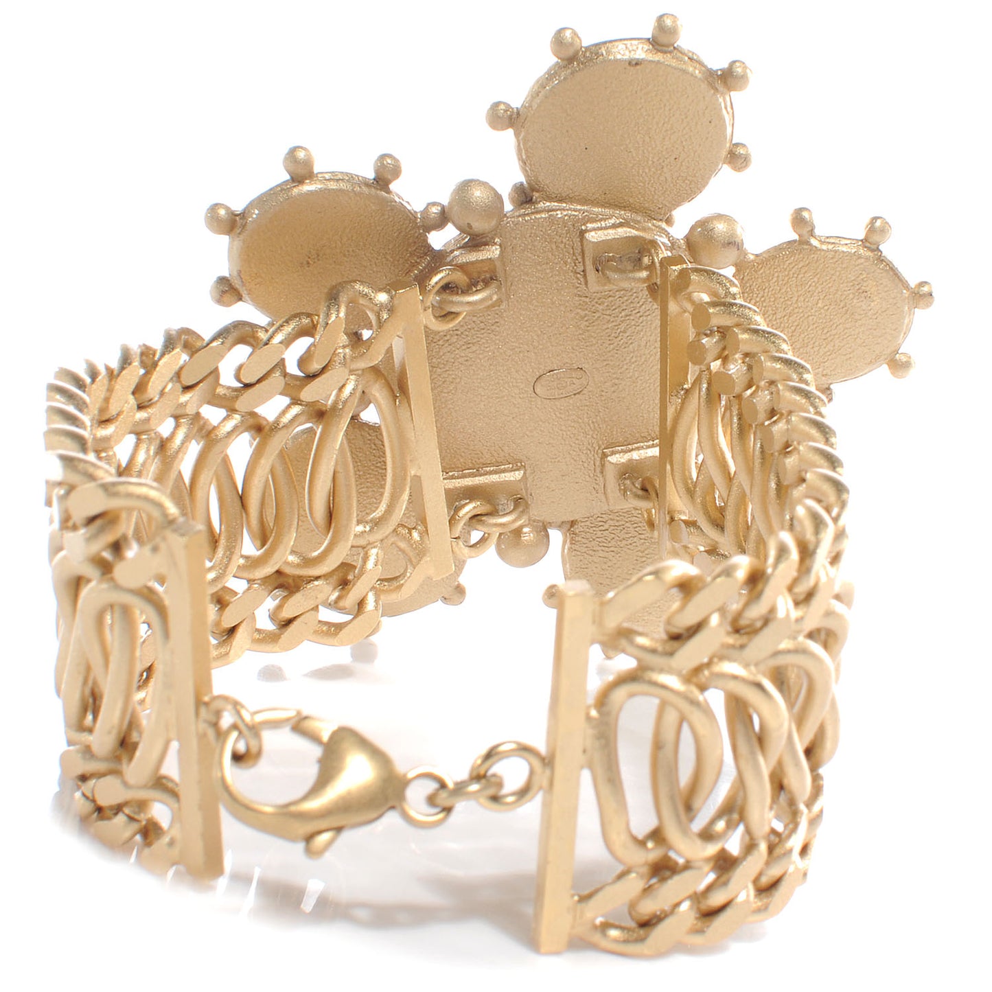 Stone Pearl Maltese Chain CC Bracelet Gold