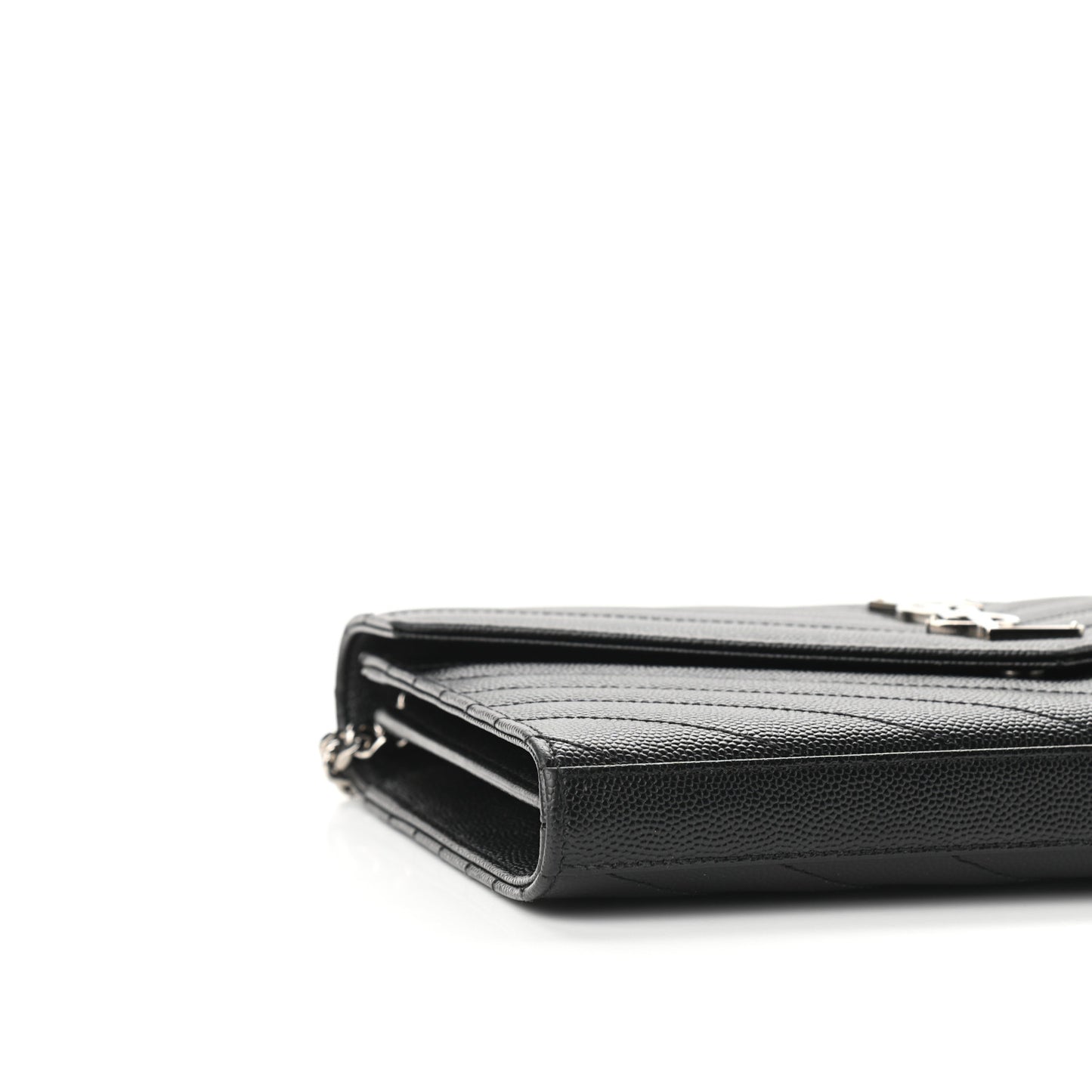Grain De Poudre Matelasse Chevron Monogram Chain Wallet Black