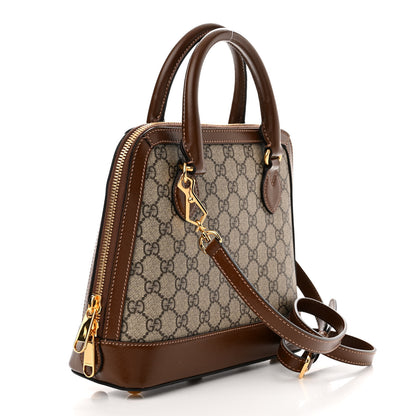 Gucci GG Supreme Monogram Azalea Calfskin Small Horsebit 1955 Top Handle Bag Beige Ebony Brown Sugar 3 of 11