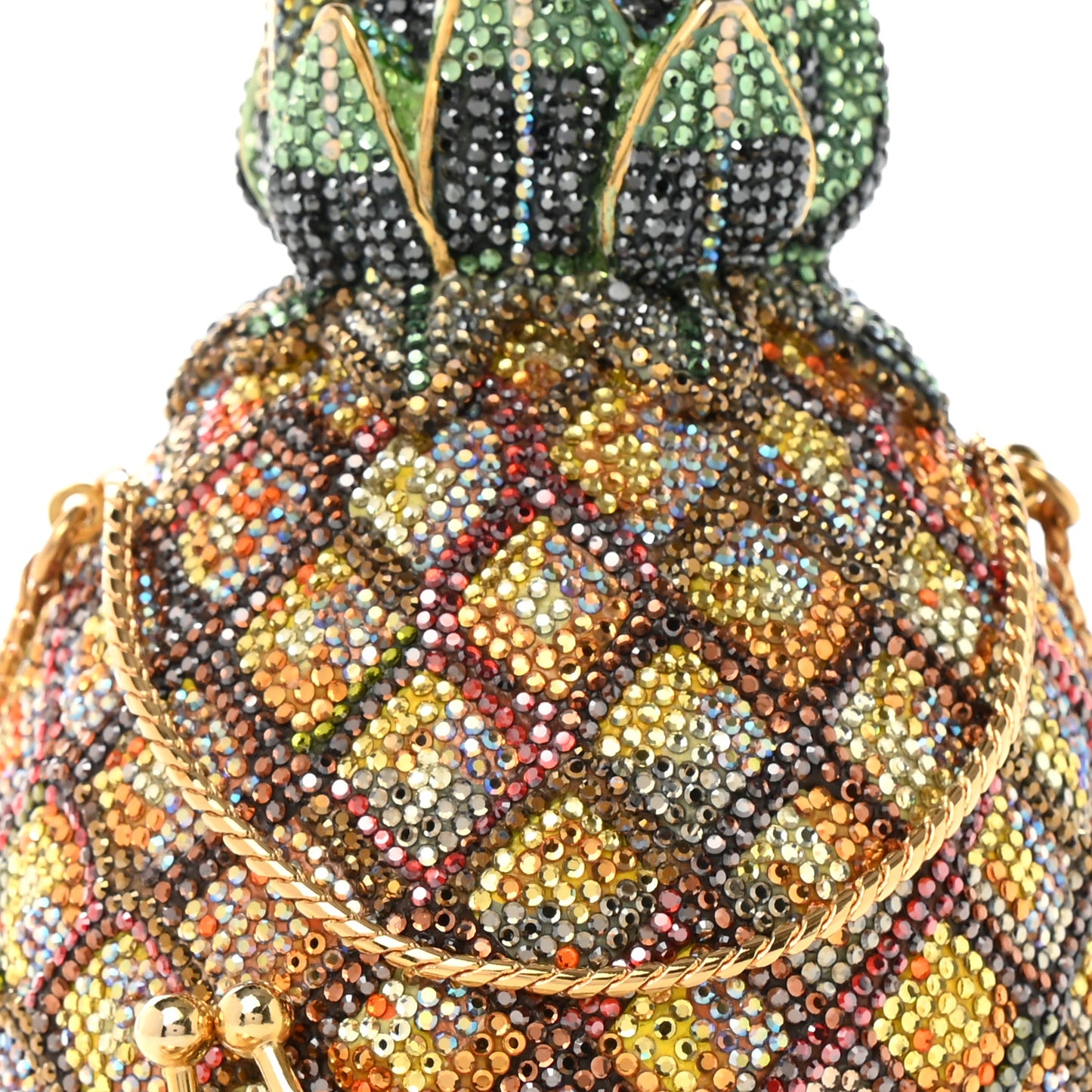Crystal Pineapple Minaudiere Clutch Multicolor