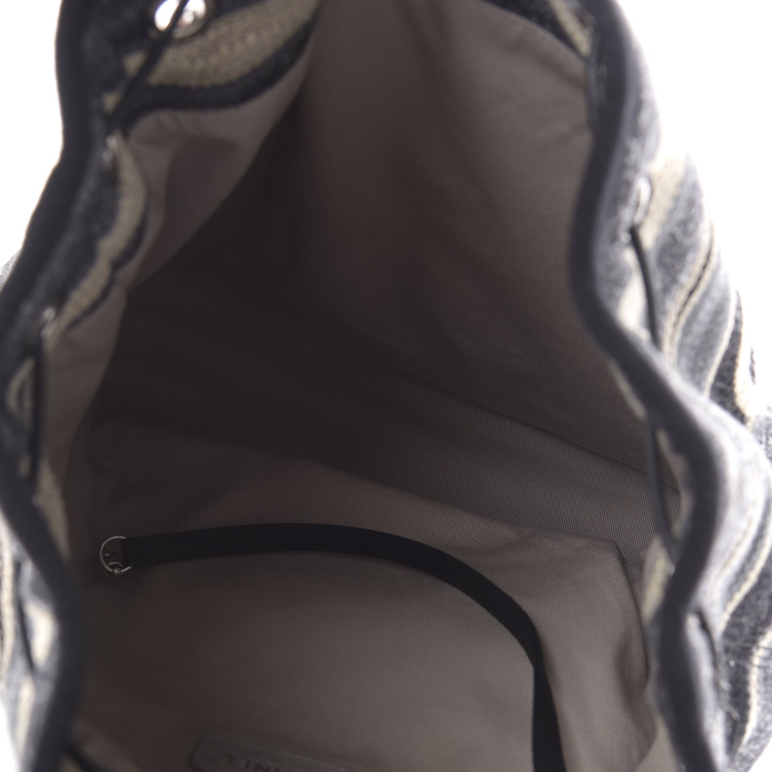 Chanel Striped Canvas Large Deauville Backpack Gray Black 4 of 10