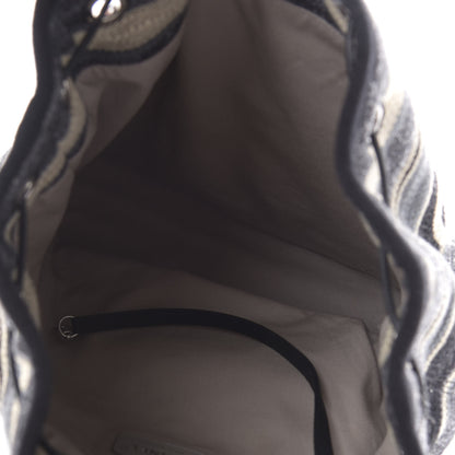 Chanel Striped Canvas Large Deauville Backpack Gray Black 4 of 10