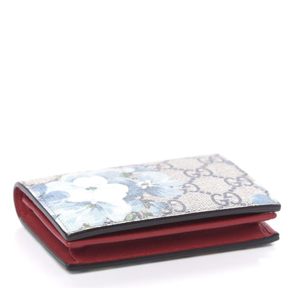 Gucci GG Supreme Monogram Blooms Card Case Beige Blue Navy Hibiscus Red 4 of 8