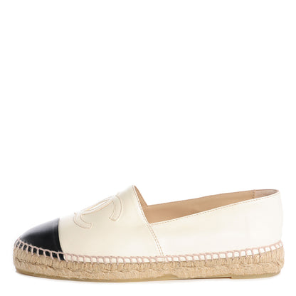 Chanel Lambskin Espadrilles White Black 37 1 of 5