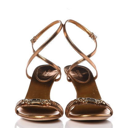 Gucci Metallic Guccissima Strappy Sandals 5 Bronze 2 of 9