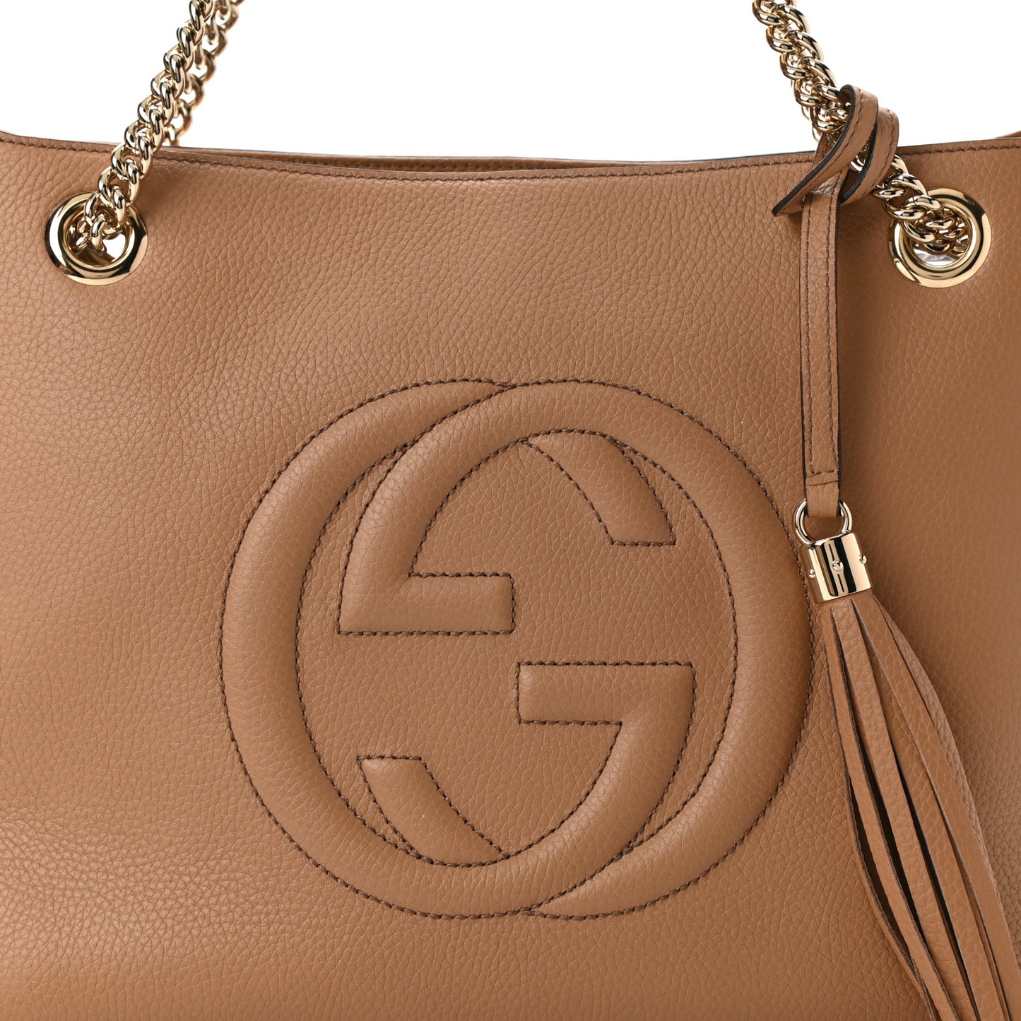 Pebbled Calfskin Medium Soho Chain Shoulder Bag Camelia