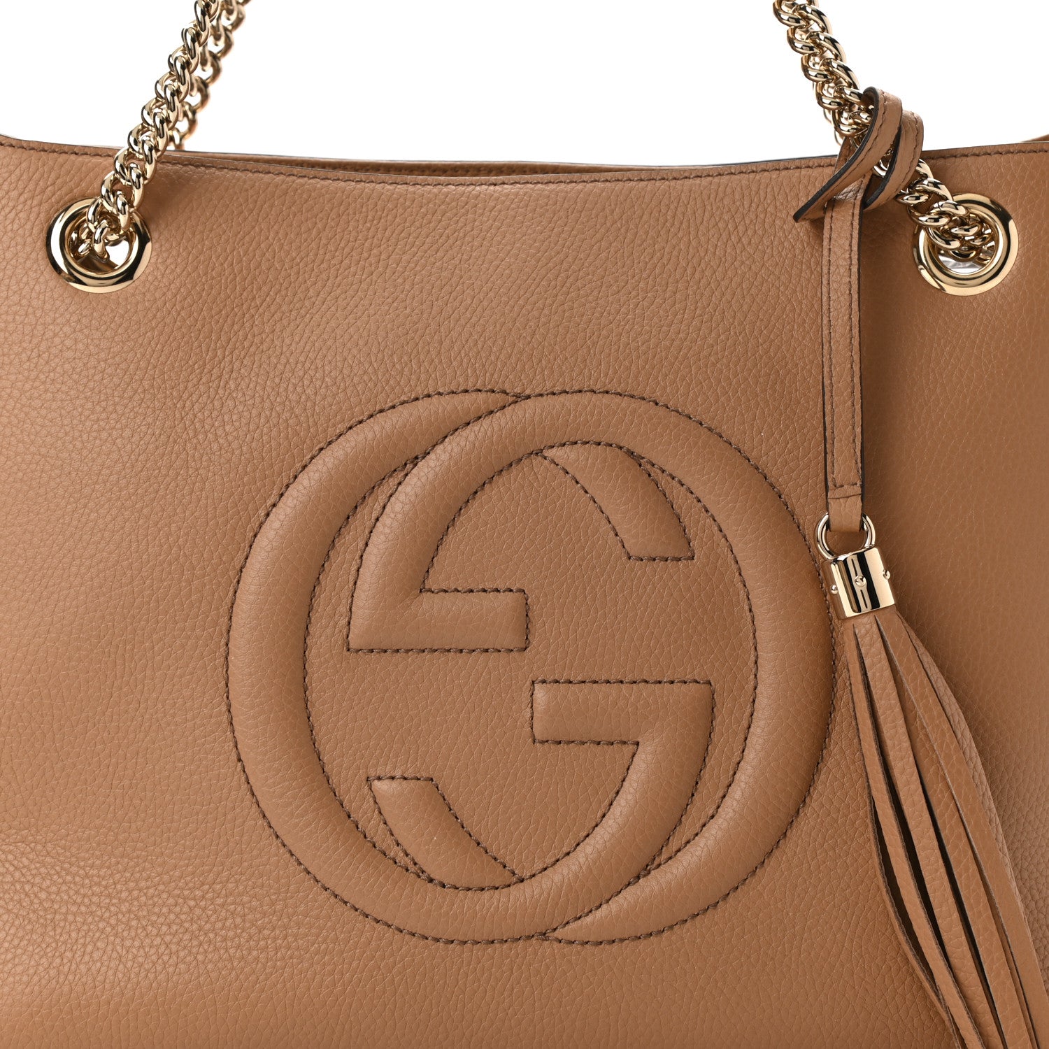 Gucci Pebbled Calfskin Medium Soho Chain Shoulder Bag Camelia 8 of 10