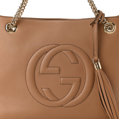 Gucci Pebbled Calfskin Medium Soho Chain Shoulder Bag Camelia 8 of 10