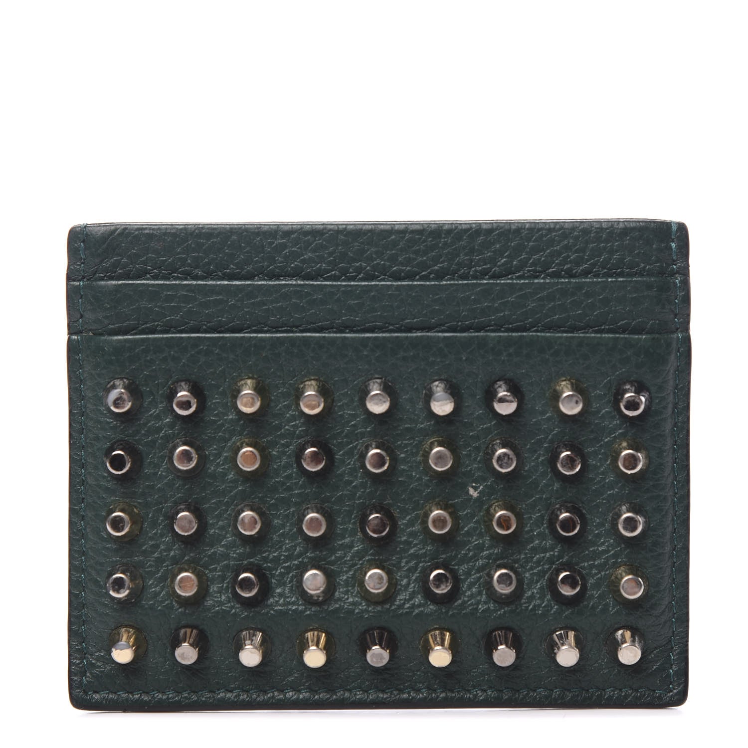 Christian Louboutin Grained Calfskin Spikes Kios Simple Card Holder Jungle 1 of 7