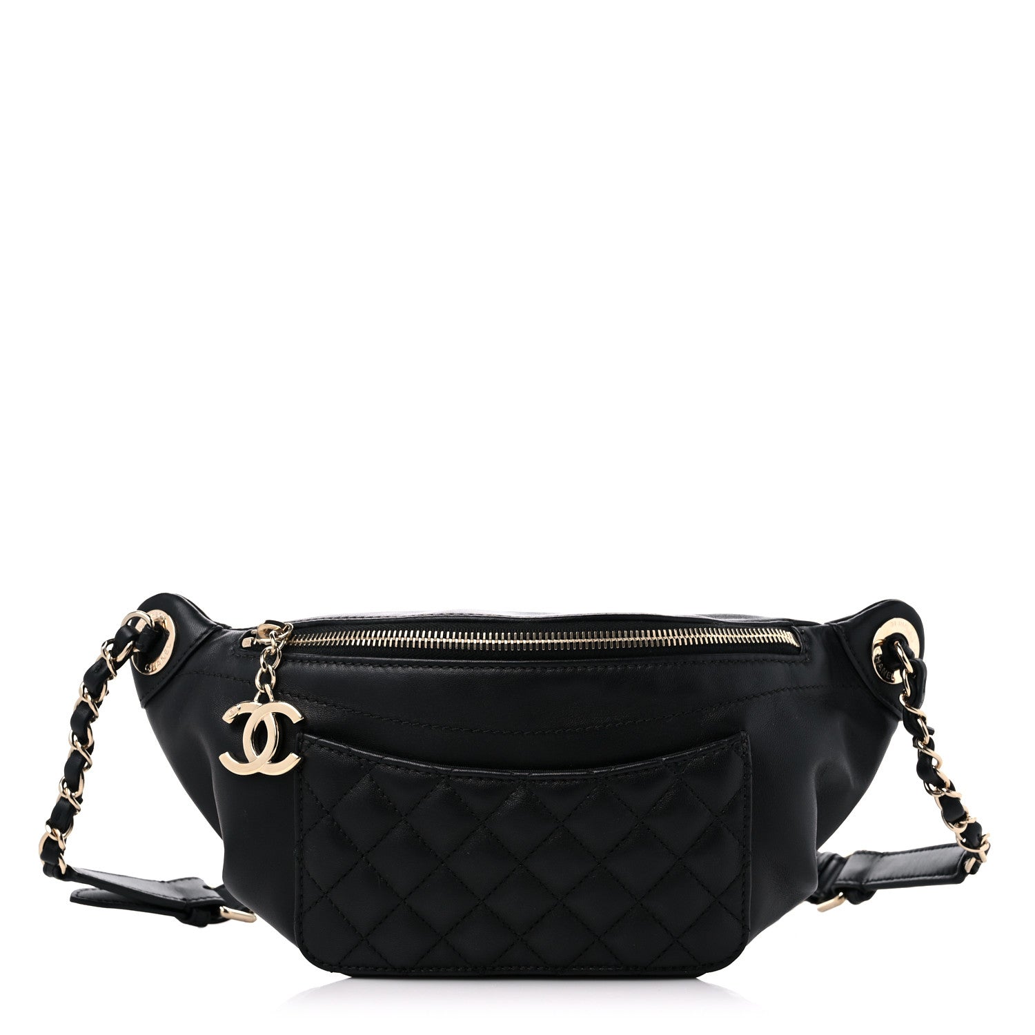 Chanel Lambskin Quilted Waist Bag Fanny Pack Black 1 of 9