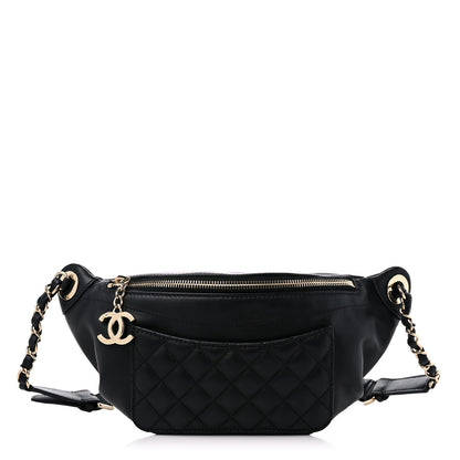 Chanel Lambskin Quilted Waist Bag Fanny Pack Black 1 of 9