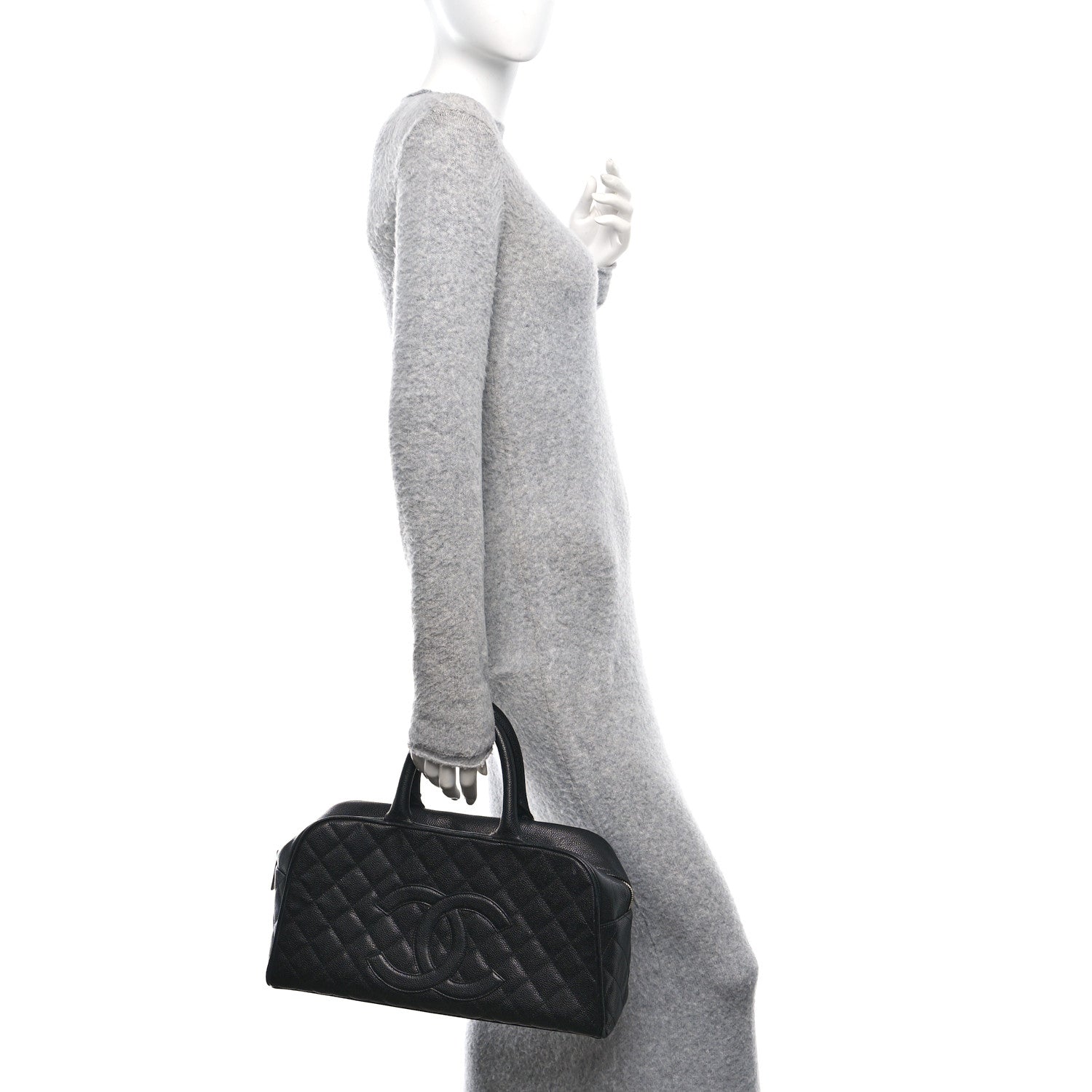 Chanel Caviar Quilted Large Bowler Bag Black 2 of 12