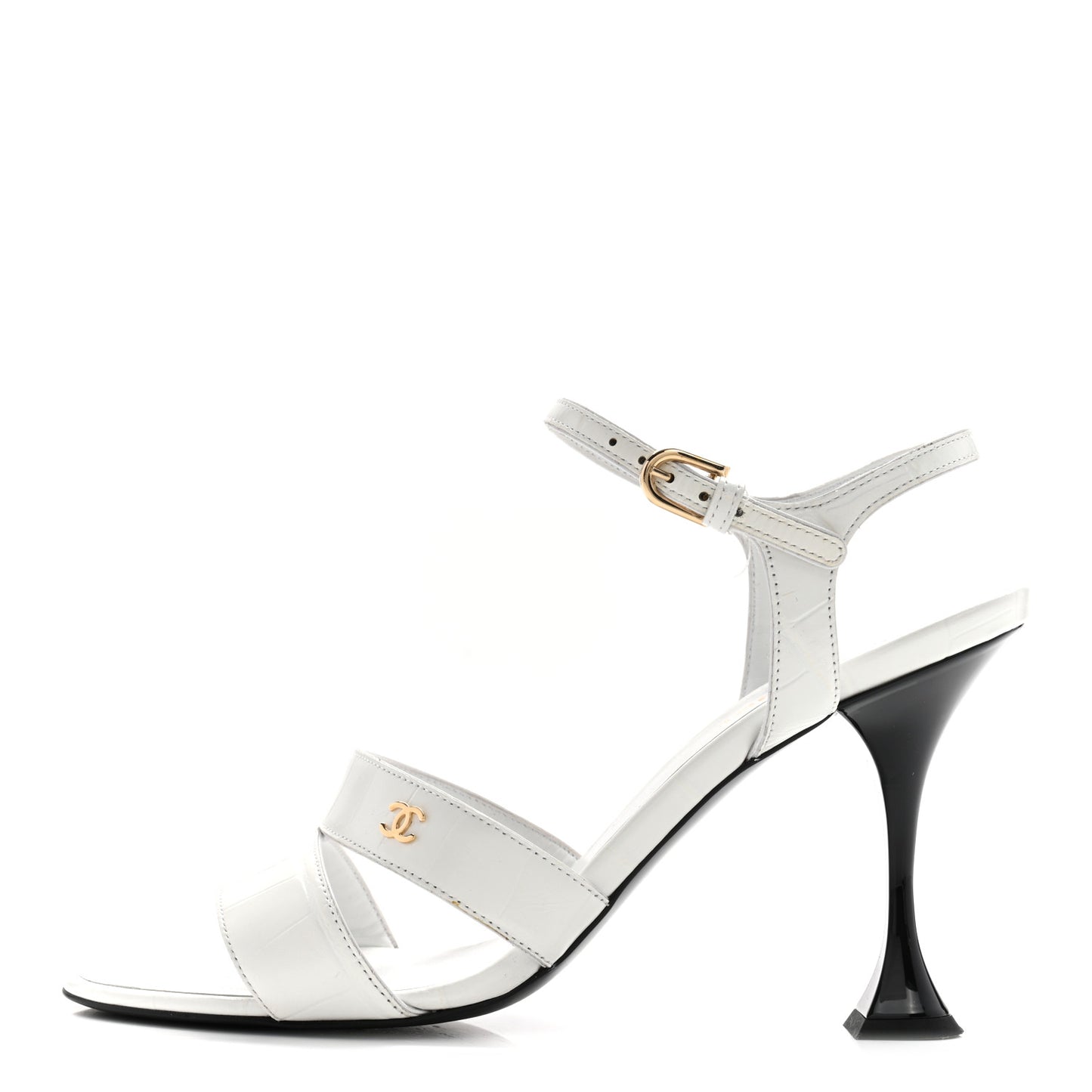Calfskin Crocodile Embossed Sandals 37.5 White
