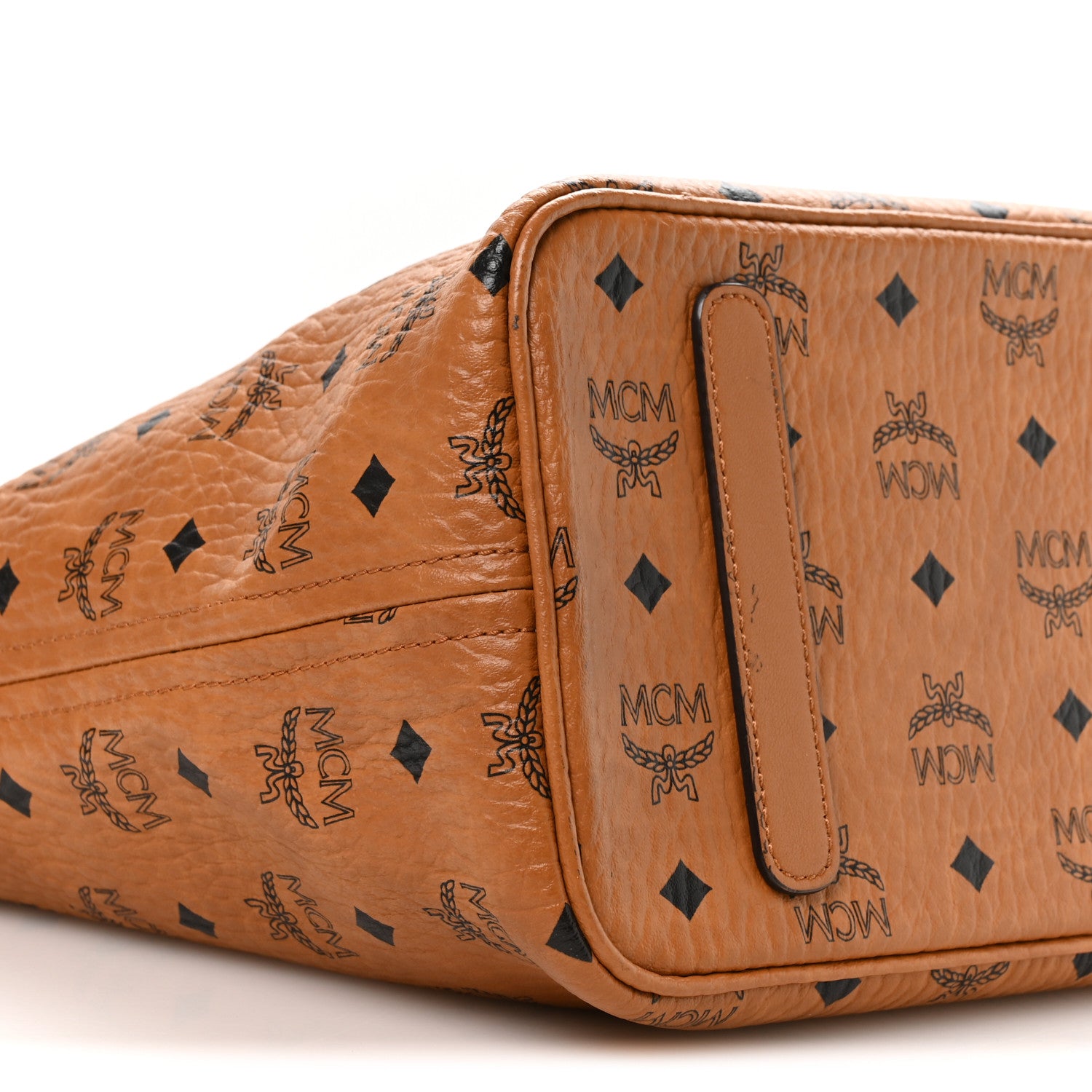 MCM Visetos Medium Anya Top Zip Shopper Tote Cognac 9 of 11