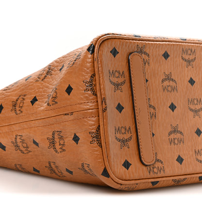 MCM Visetos Medium Anya Top Zip Shopper Tote Cognac 9 of 11