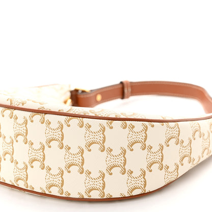 Celine Canvas Calfskin Ava Triomphe Shoulder Bag White 9 of 10