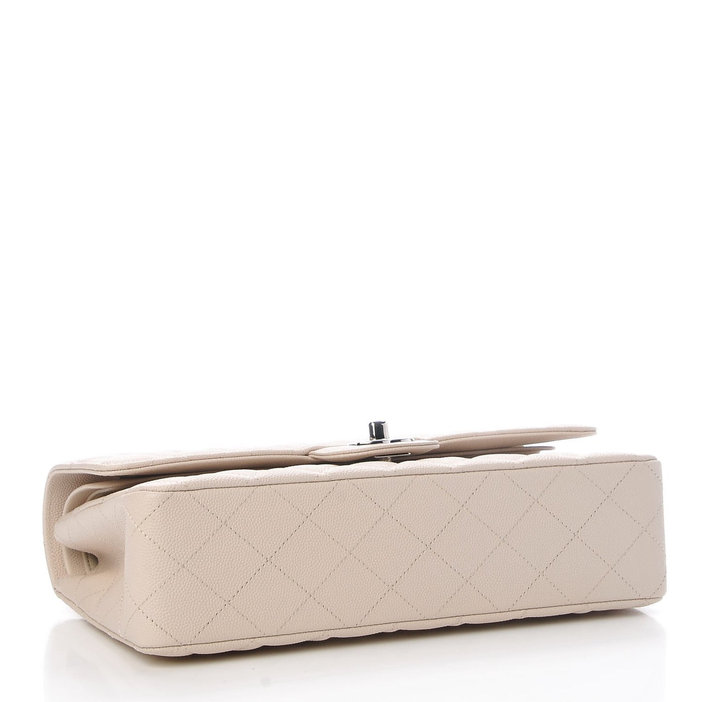 Caviar Quilted Medium Double Flap Light Beige