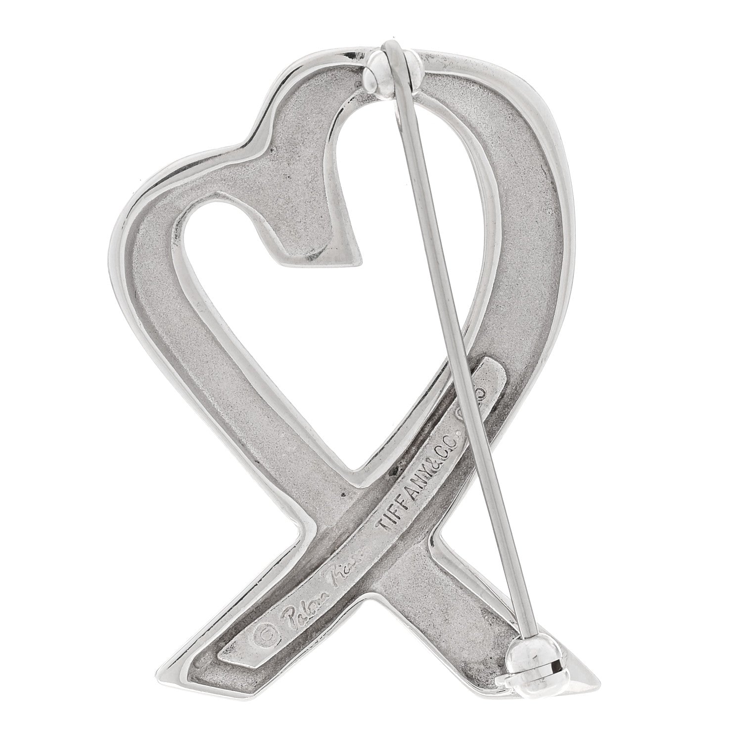 Tiffany Sterling Silver Loving Heart Brooch Pin 3 of 4