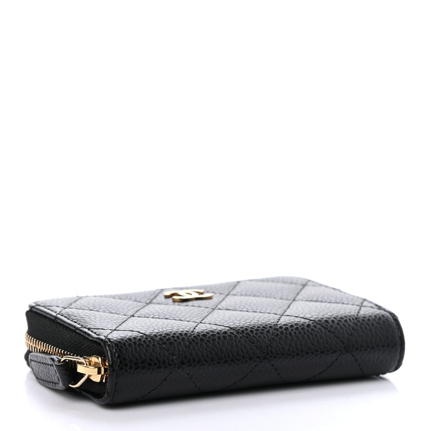 Caviar Quilted Zip Coin Purse Black