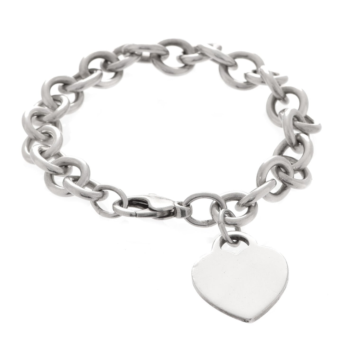 Sterling Silver Heart Tag Charm Bracelet