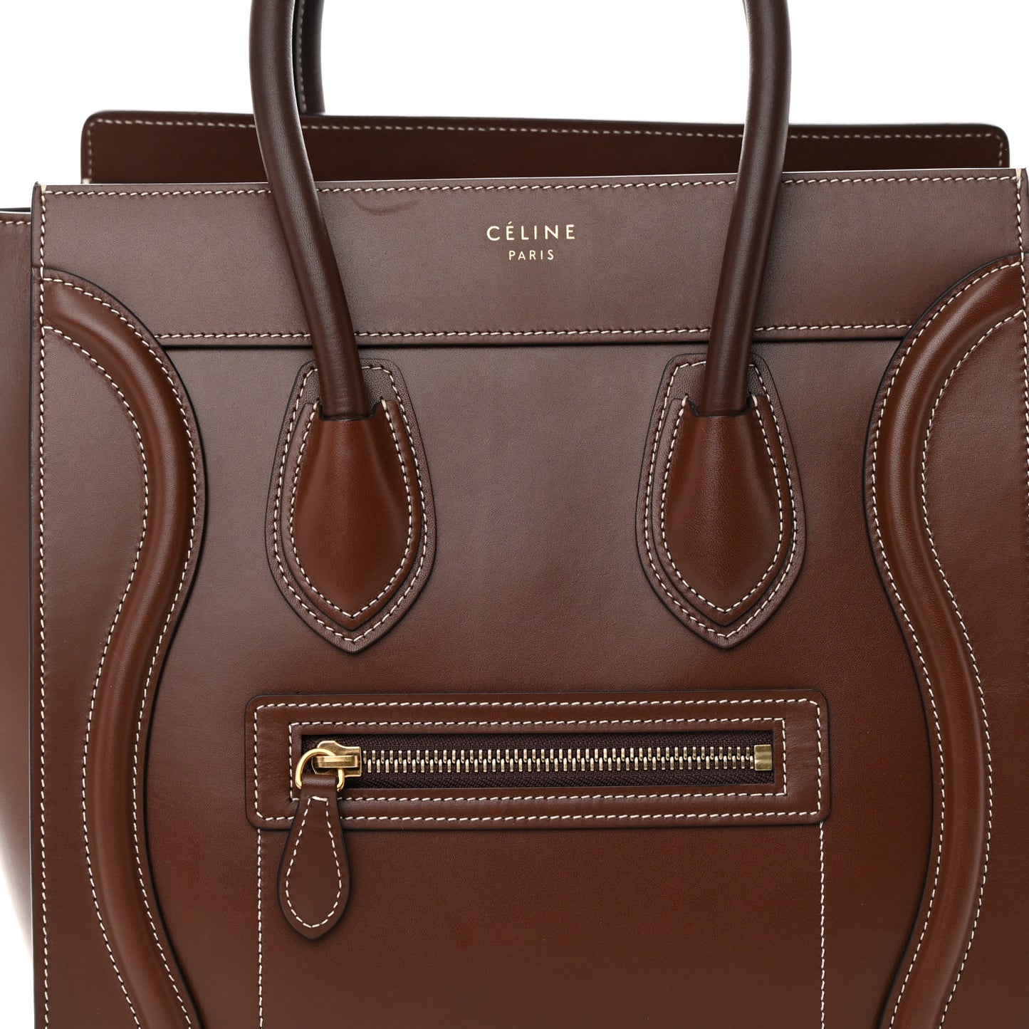 Satinated Natural Calfskin Micro Luggage Dark Brown