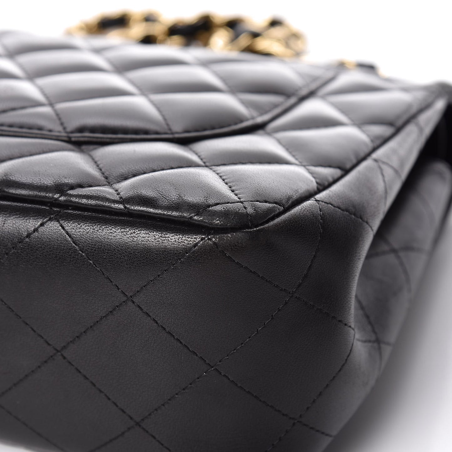 Lambskin Quilted Jumbo Double Flap Black