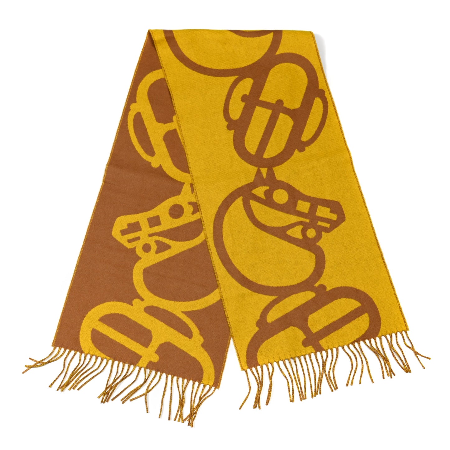 Cashmere Boucles et Camails Muffler Jaune Ocre