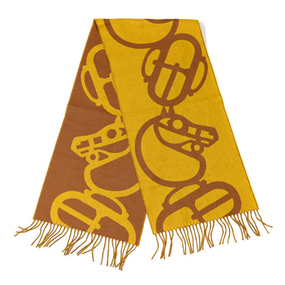 Hermes Cashmere Boucles et Camails Muffler Jaune Ocre 2 of 3