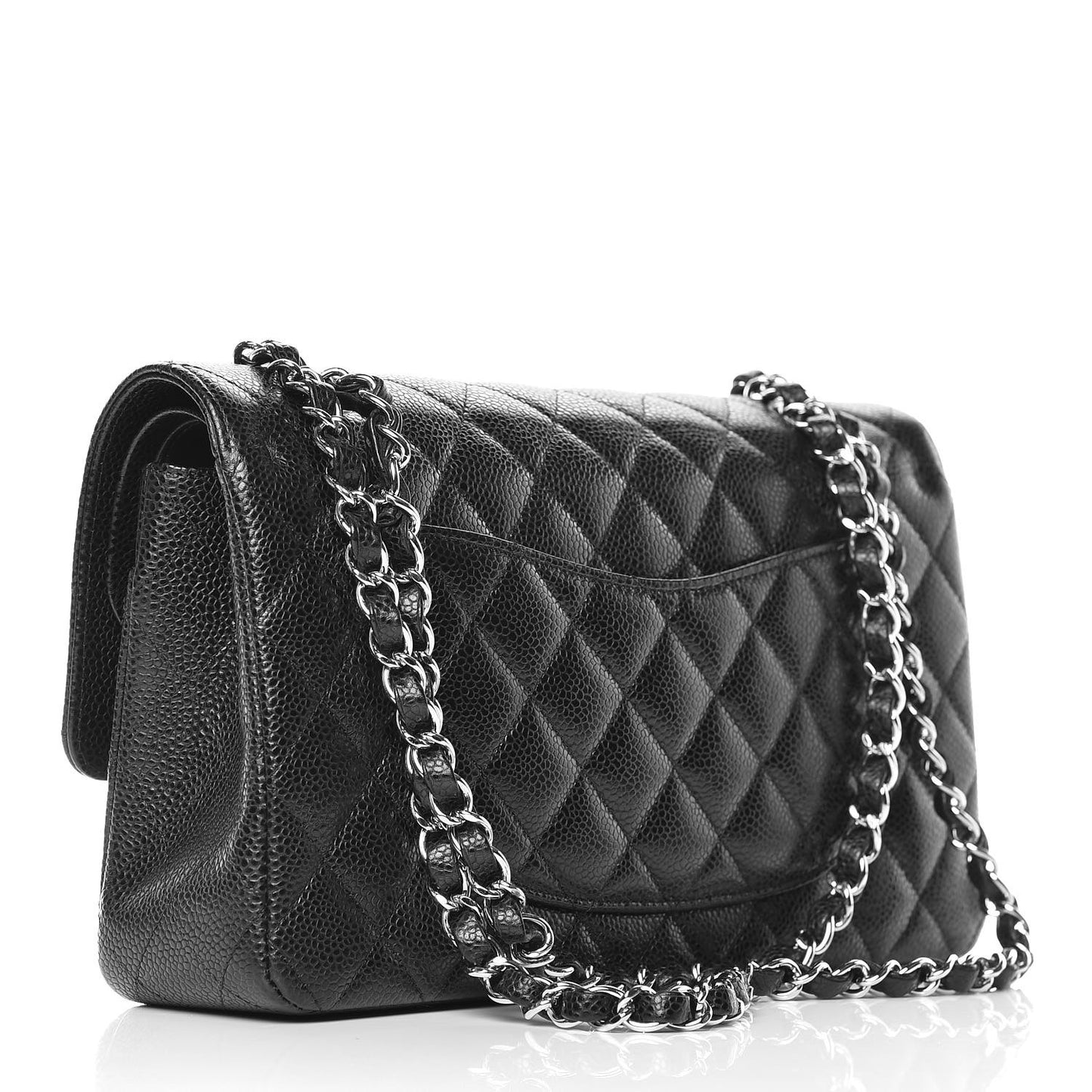 Caviar Quilted Medium Double Flap Black
