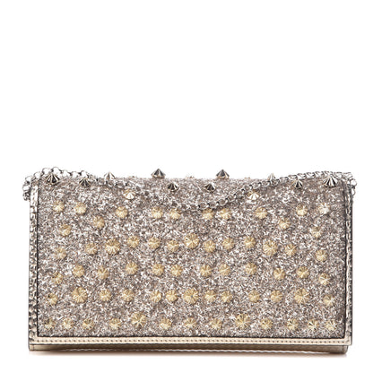 Christian Louboutin Patent Calfskin Pearl Boudoir Glitter Chain Wallet Platinum 1 of 11