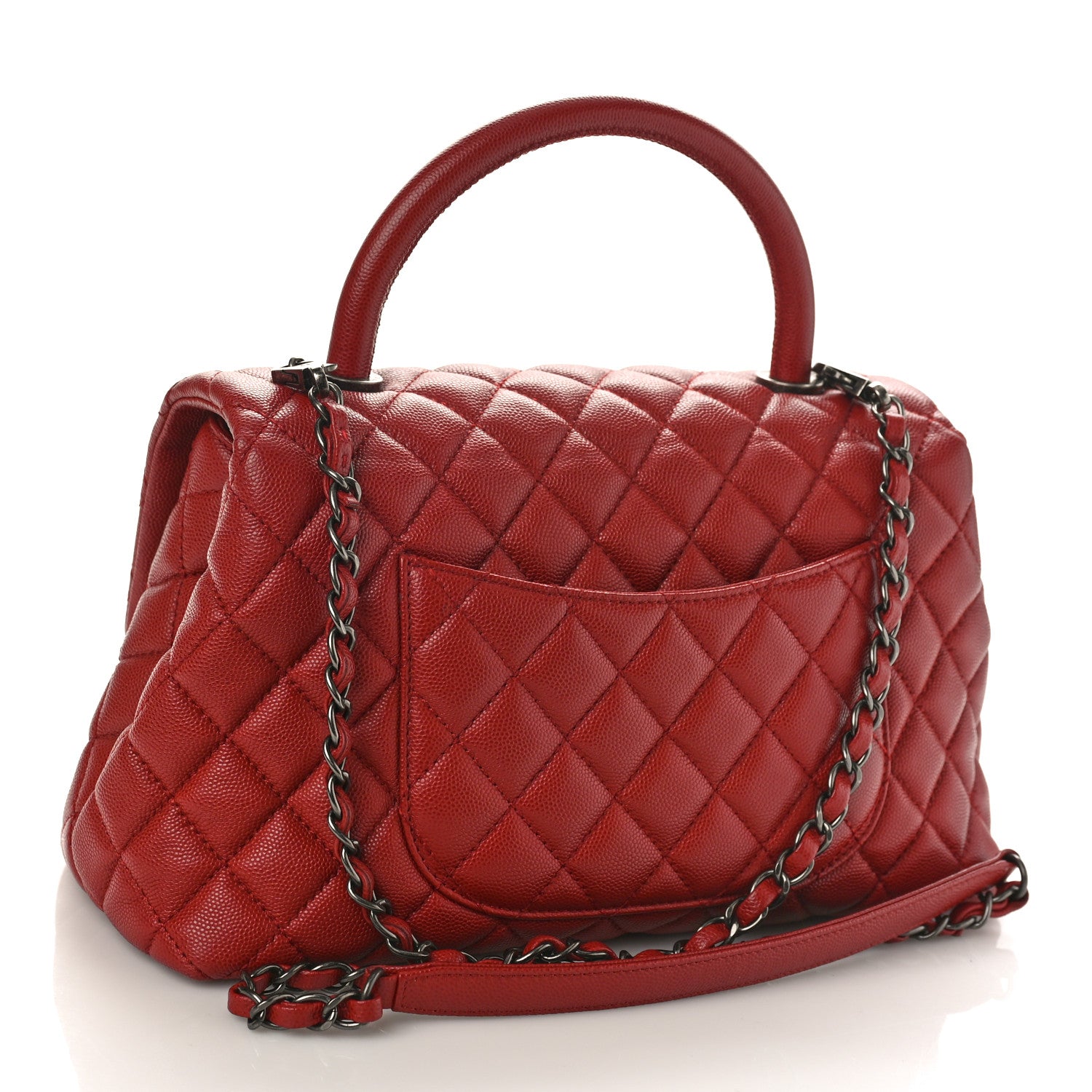 Chanel Caviar Quilted Small Coco Handle Flap Dark Red 2 of 9