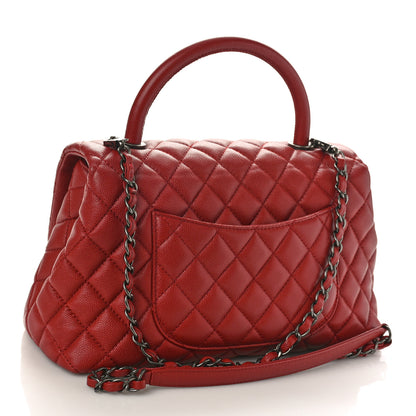 Chanel Caviar Quilted Small Coco Handle Flap Dark Red 2 of 9