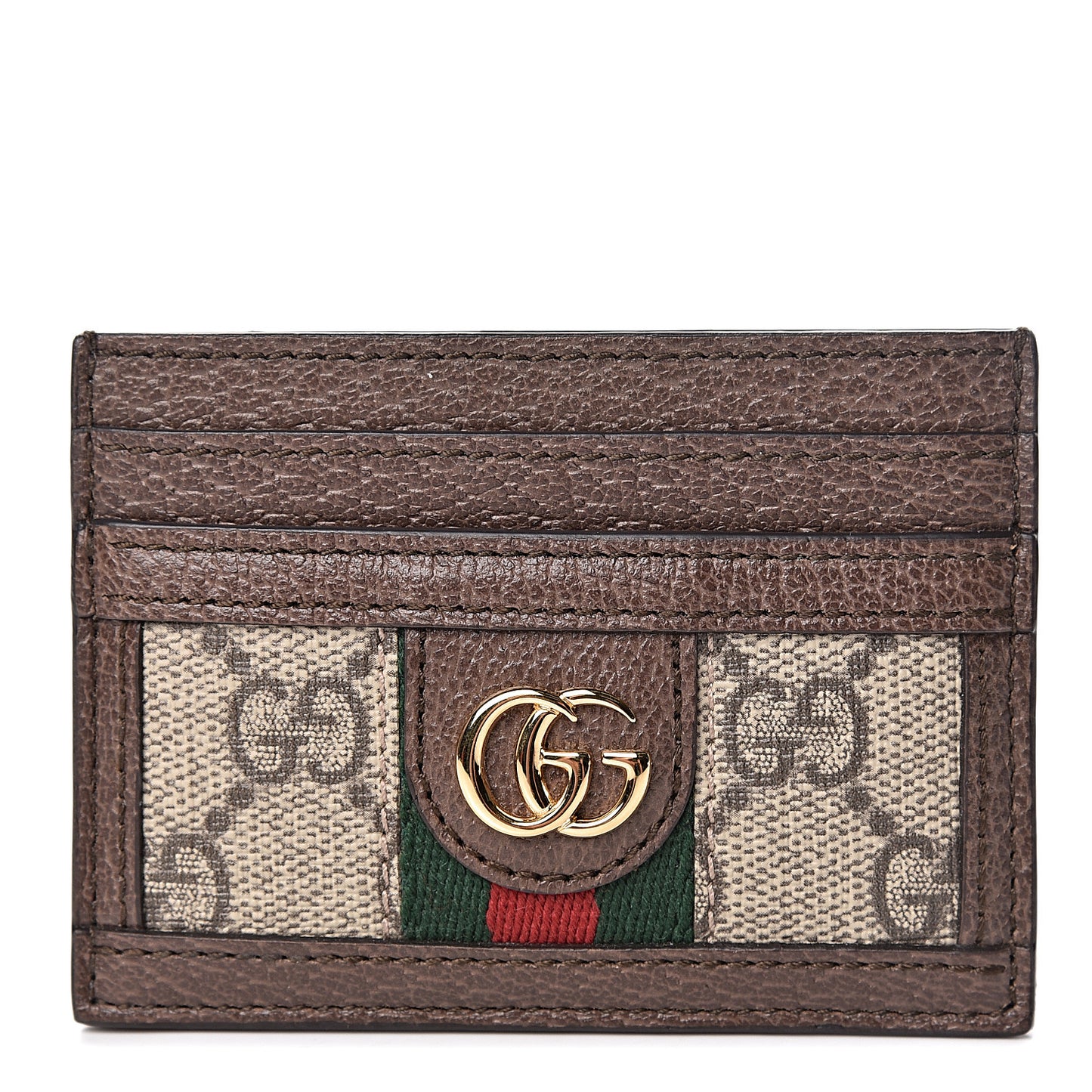 GG Supreme Monogram Ophidia Card Holder Brown
