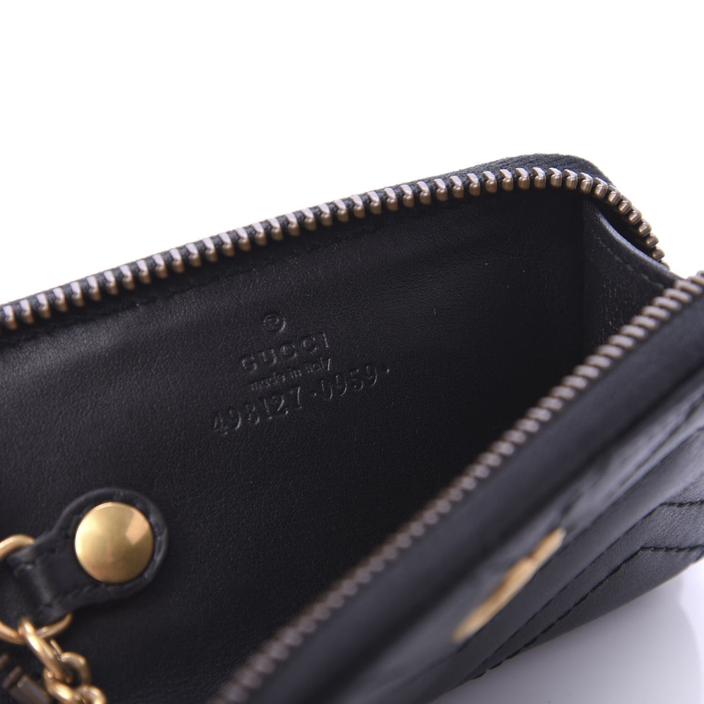 Calfskin Matelasse GG Marmont Zip Around Key Case Black