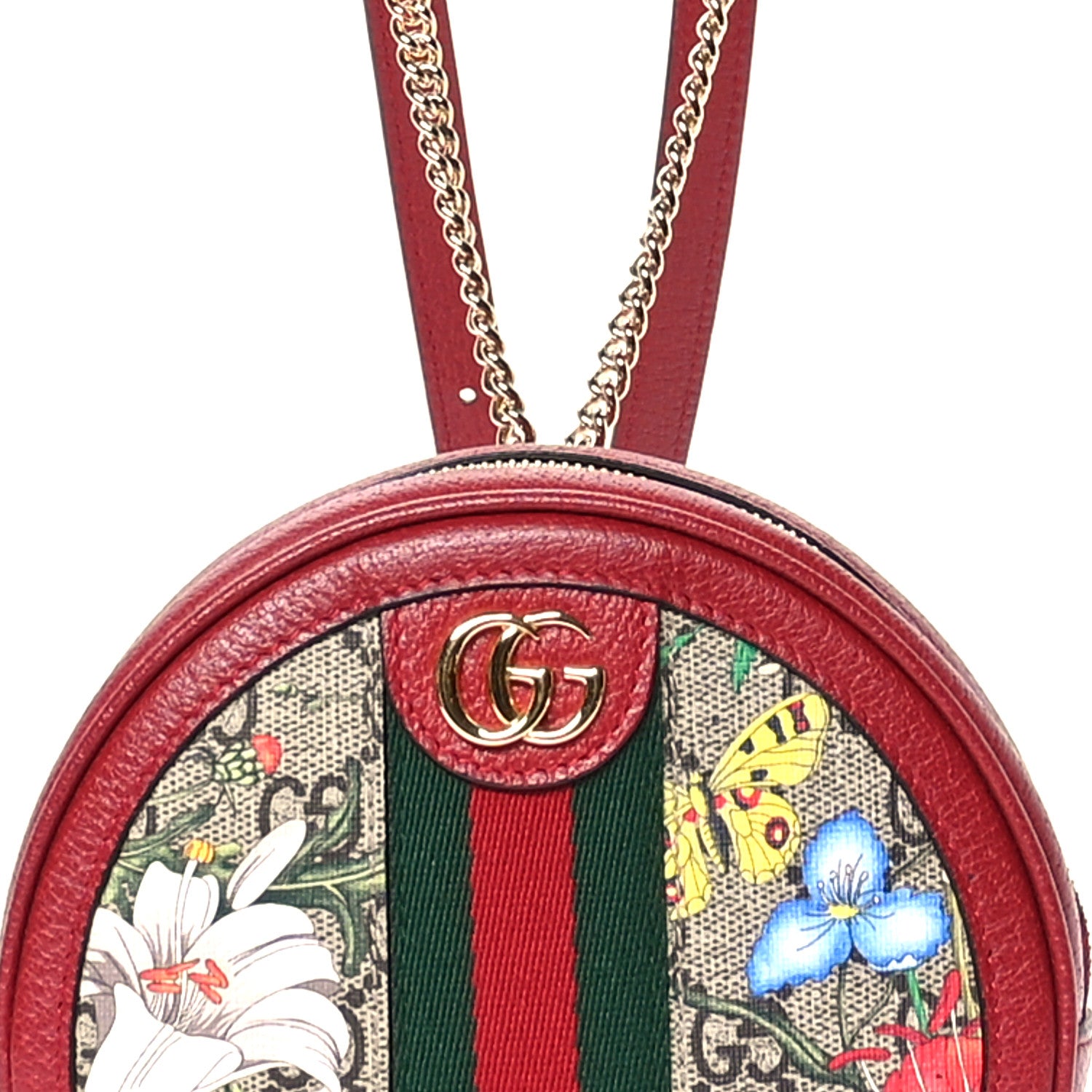 Gucci GG Supreme Monogram Web Flora Mini Ophidia Round Backpack Red 8 of 10