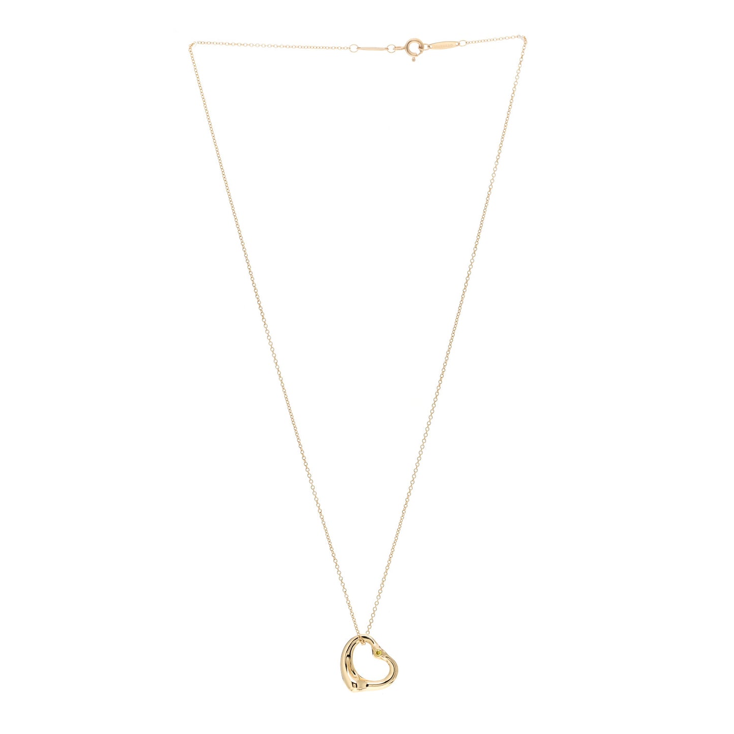 18K Yellow Gold Yellow Diamond 14mm Elsa Peretti Open Heart Pendant Necklace