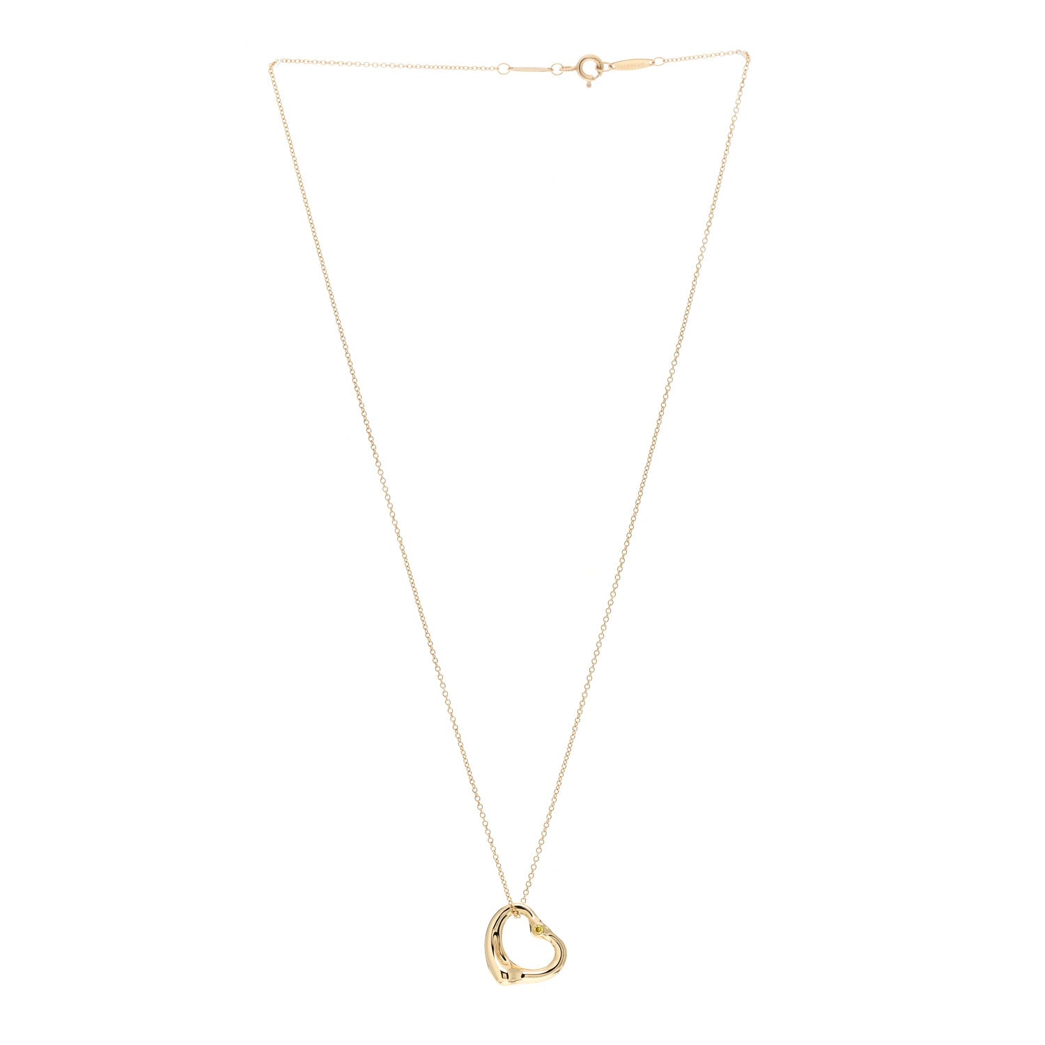 Tiffany 18K Yellow Gold Yellow Diamond 14mm Elsa Peretti Open Heart Pendant Necklace 2 of 3