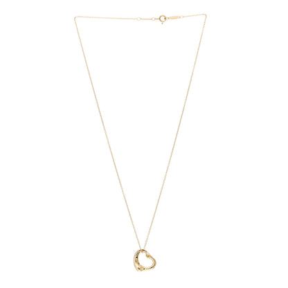 Tiffany 18K Yellow Gold Yellow Diamond 14mm Elsa Peretti Open Heart Pendant Necklace 2 of 3