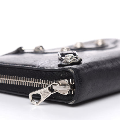 Balenciaga Agneau Giant 12 Silver Hardware Continental Zip Around Wallet Black 8 of 13