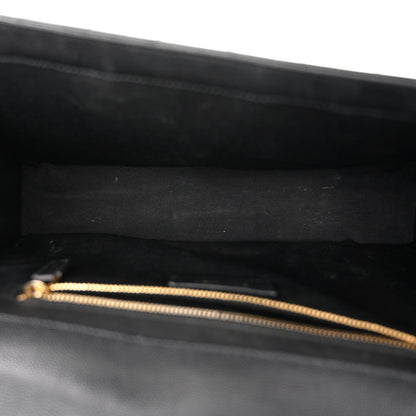 Saint Laurent Grain De Poudre Matelasse Chevron Large Monogram Satchel Black 5 of 11