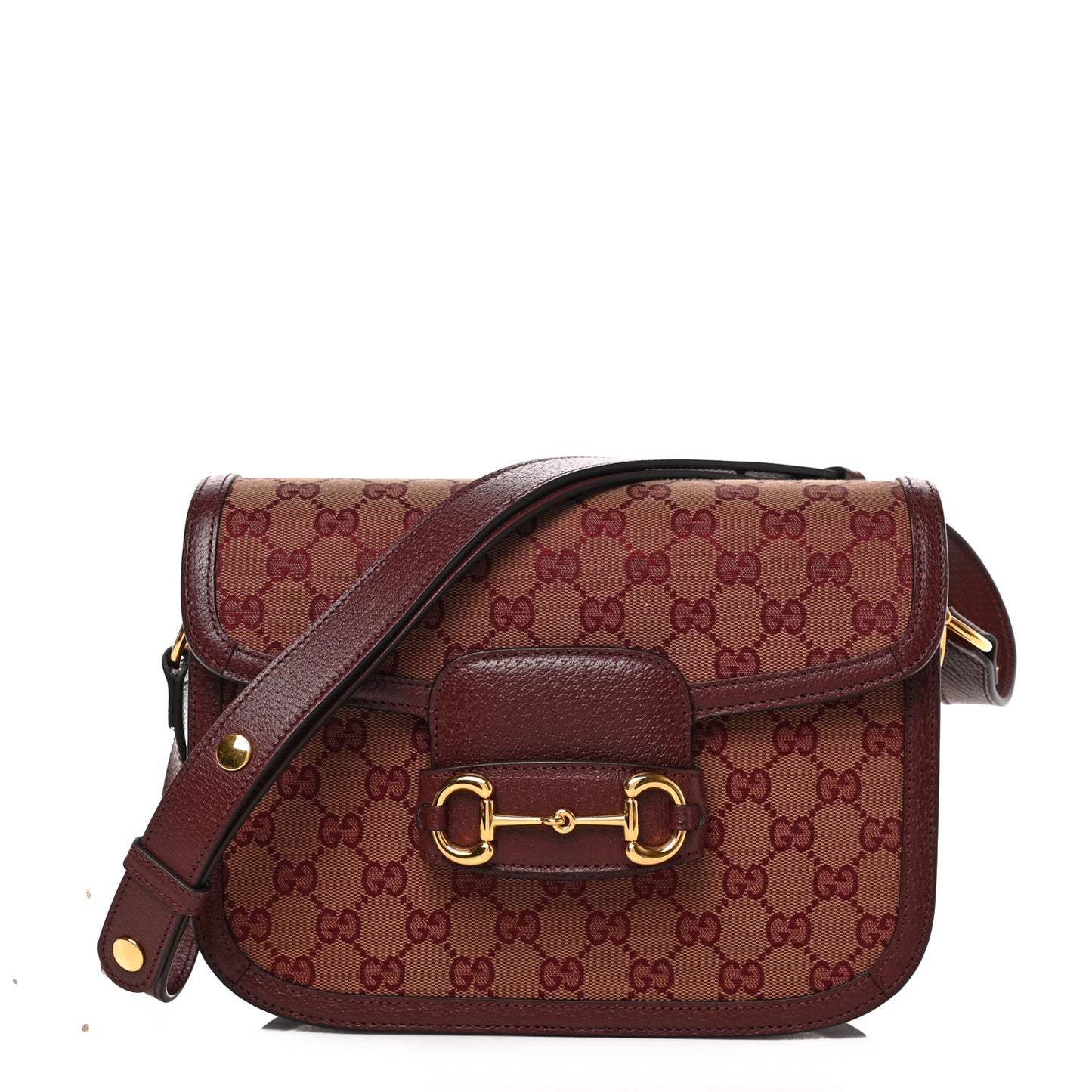 Monogram Textured Dollar Calfskin Horsebit 1955 Shoulder Bag Sahara Rubino Chardonnay