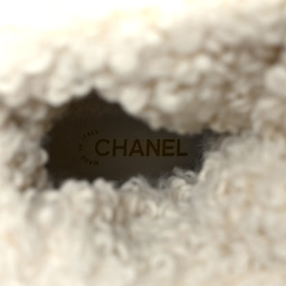 Chanel Calfskin Shearling CC Lace Up Boots 37 Black 9 of 10