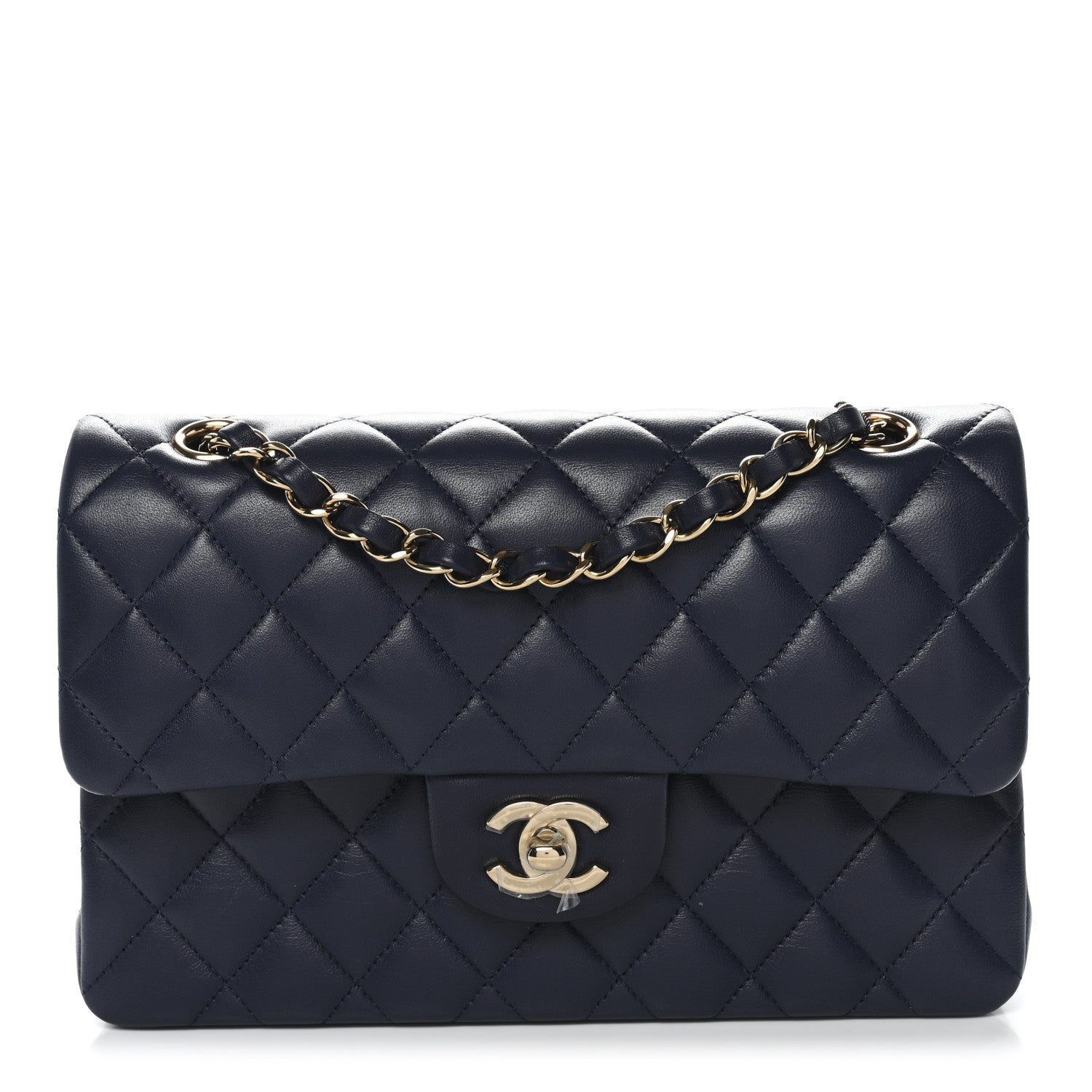 Chanel Lambskin Quilted Small Double Flap Dark Blue 1 of 11
