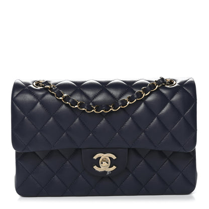 Chanel Lambskin Quilted Small Double Flap Dark Blue 1 of 11