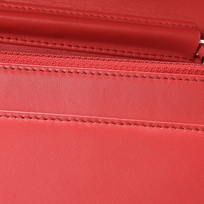 Chanel Lambskin Chevron Quilted Studded Wallet On Chain WOC Light Red 13 of 15