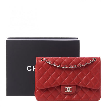 Chanel Caviar Quilted Jumbo Double Flap Red 11 of 11