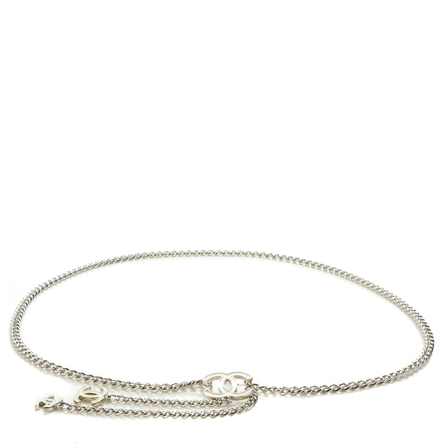 Enamel CC Adjustable Belt Silver White