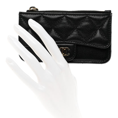 Chanel Caviar Quilted Flap Zip Card Holder Black 2 of 8