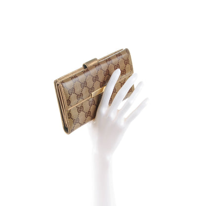 Gucci Crystal Monogram Metal Bar Continental Flap Wallet Gold 2 of 7