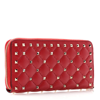 Valentino Garavani Nappa Rockstud Spike Zip Around Wallet Rubino 3 of 13